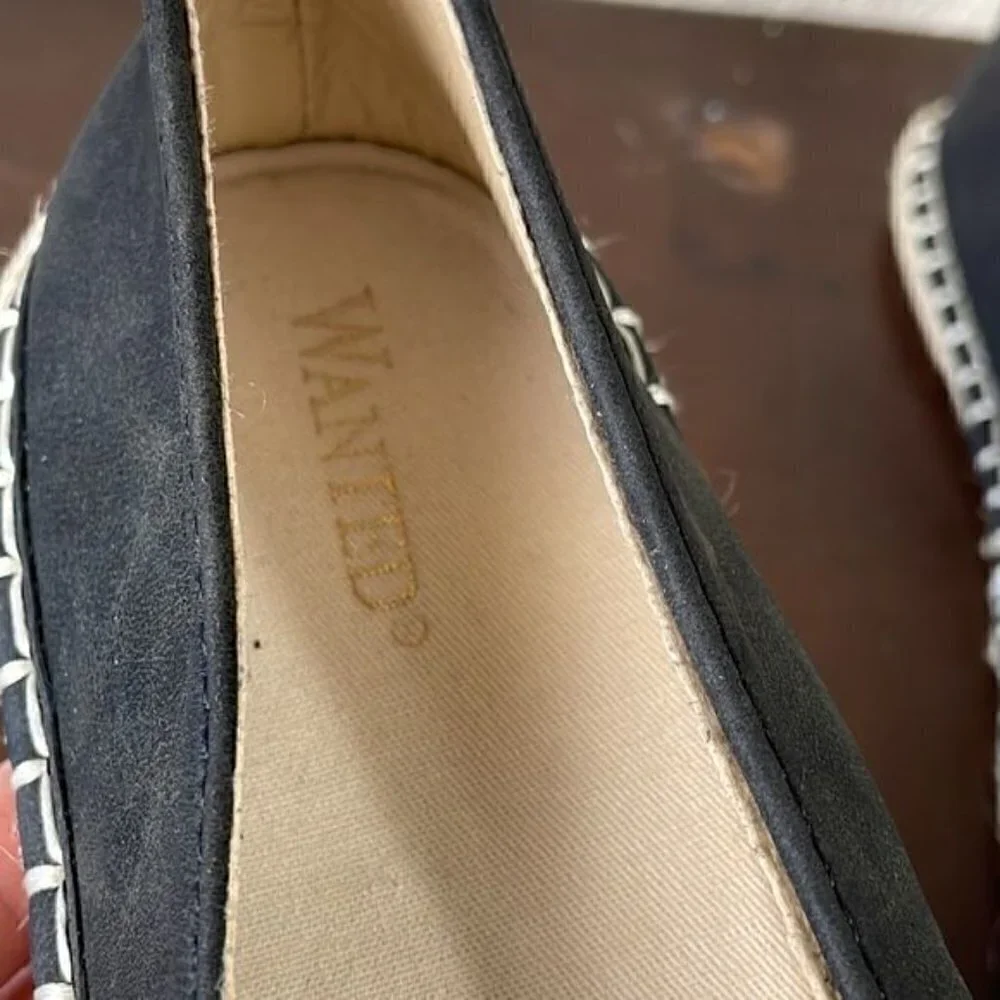 New Wanted Bristal Open Weave Cap Toe Espadrille Flats Loafer Shoes Black 6.5